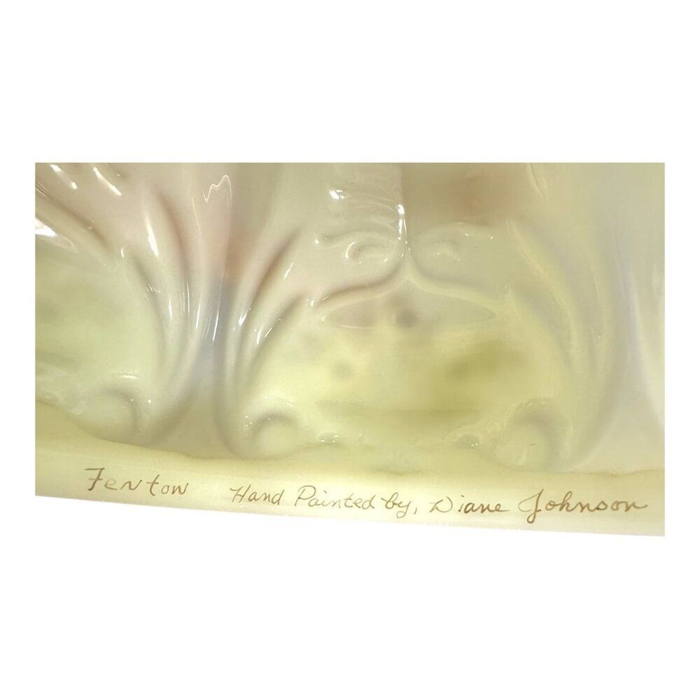 Fenton Hand-Painted Glass Lamp By Diane Johnson With Floral Motif - Picture 7 of 10
